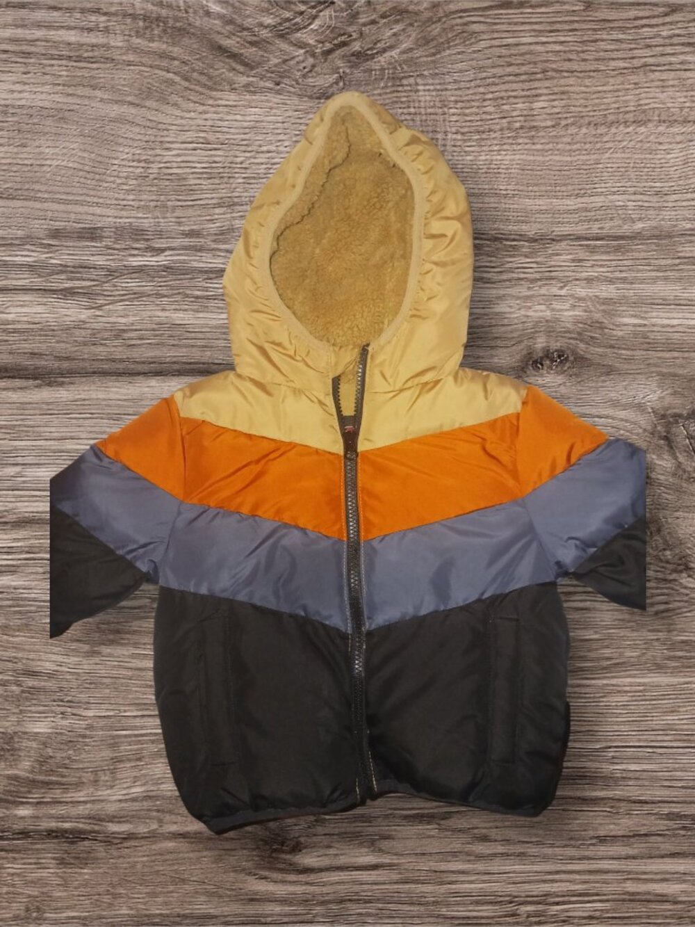 Swiss Tech Toddler Puffer Jacket 18M Hooded Sherpa Lined Colorblock Coat Descri